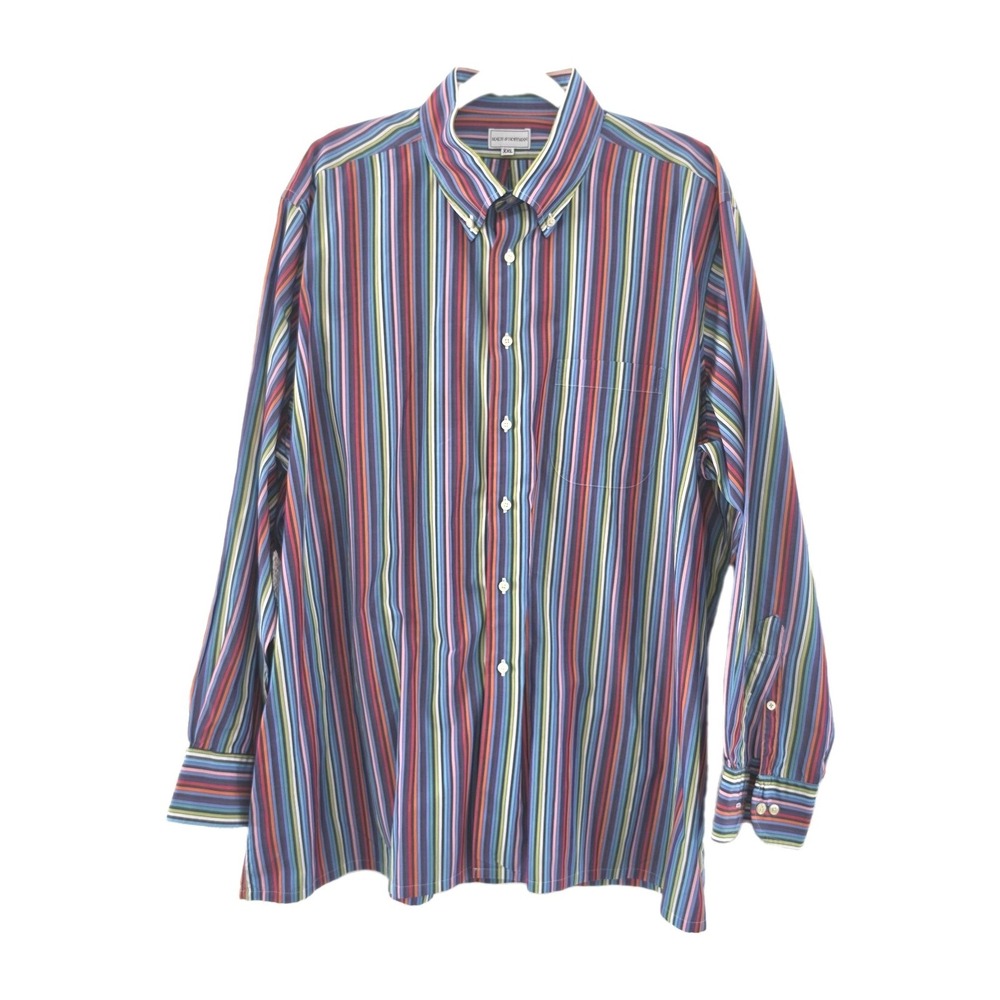 Maus & Hoffman Men's XL Coastal Color Striped L/S Button Down Shirt 2-Ply Cotton